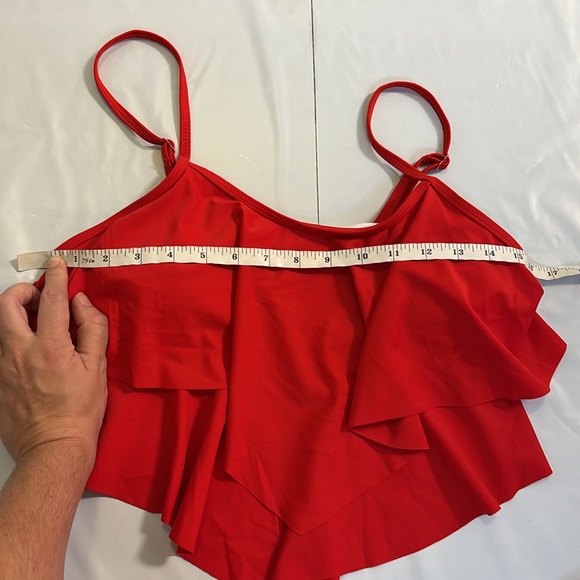 Two Piece Ruffle High Waist Swimsuit Red Blue Sz S - Picture 4 of 9